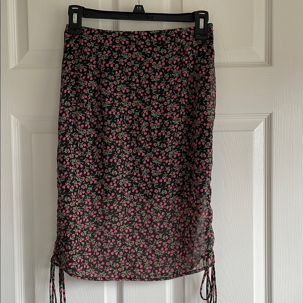 Floral Black Skirt